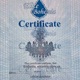 Сертифікат про співпрацю з Еlite Bohemia.