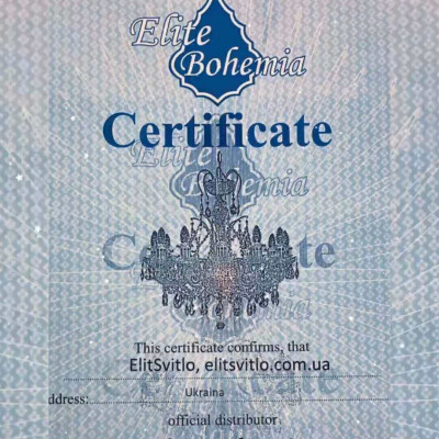 Сертификат о сотрудничестве с Еlite Bohemia.